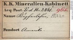 Etiketten zu Azurit (NHMW-MIN-At220)